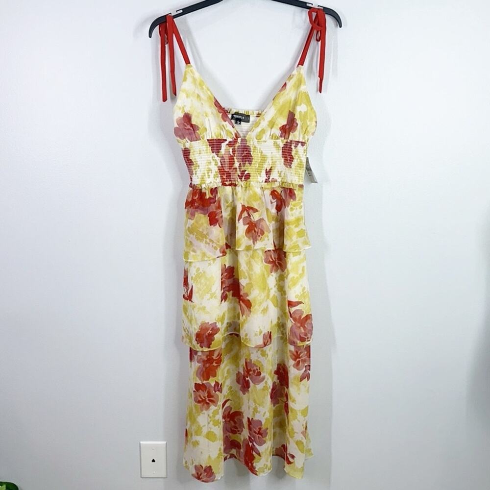 4SI3NNA tiered floral lightweight maxi dress size large